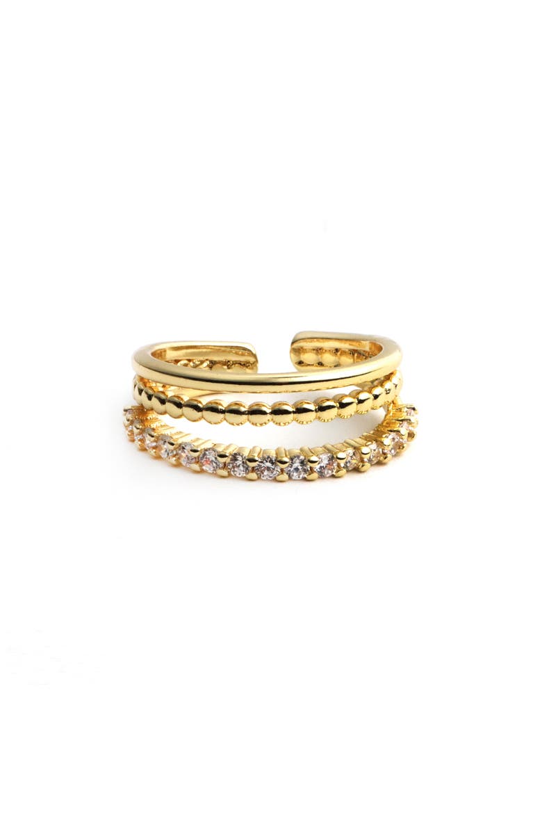 Crystal Multirow Adjustable Band Ring, Main, color, GOLD