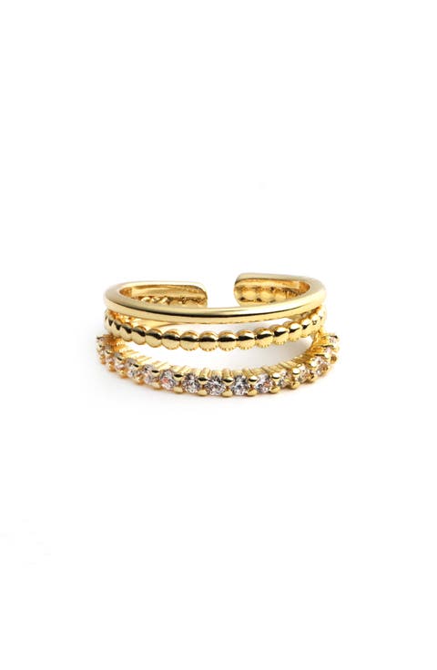 Crystal Multirow Adjustable Band Ring