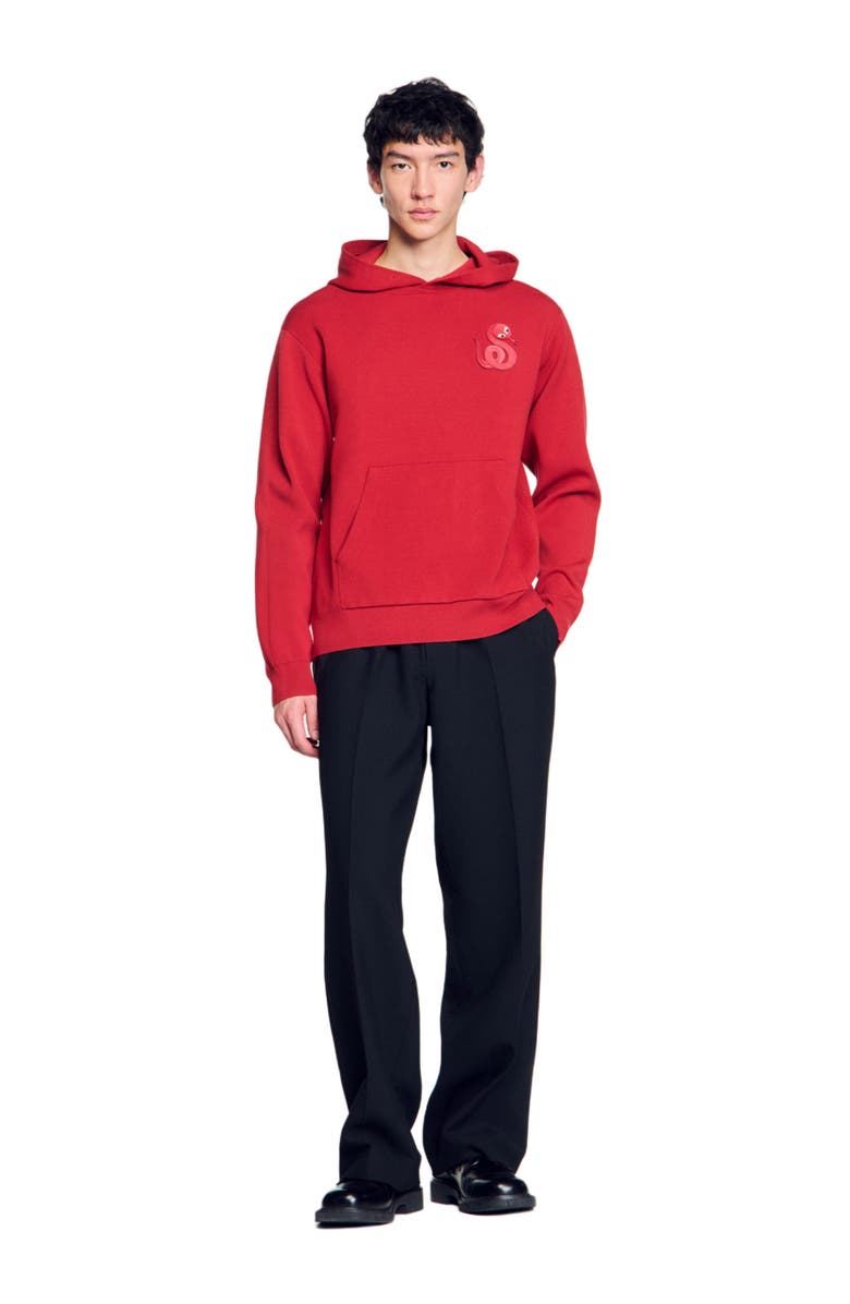 SANDRO Knit sweatshirt with snake detail, Alternate, color, 