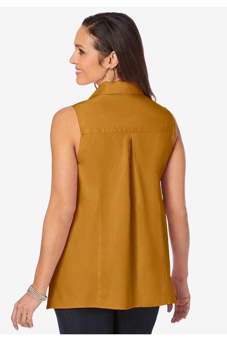 Stretch Cotton Poplin Sleeveless Shirt, Alternate, color, SUNSET YELLOW