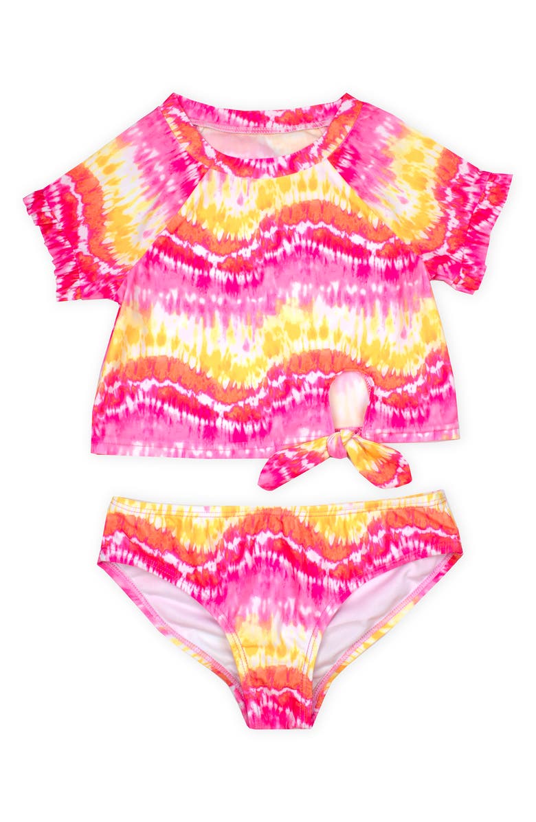 Kate Mack Tie Dye Two-Piece Rashguard Swimsuit, Main, color, 