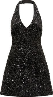 Ever New Riley Sequin Halter Velvet Minidress