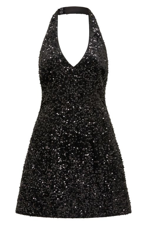 Ever New Riley Sequin Halter Velvet Minidress In Black