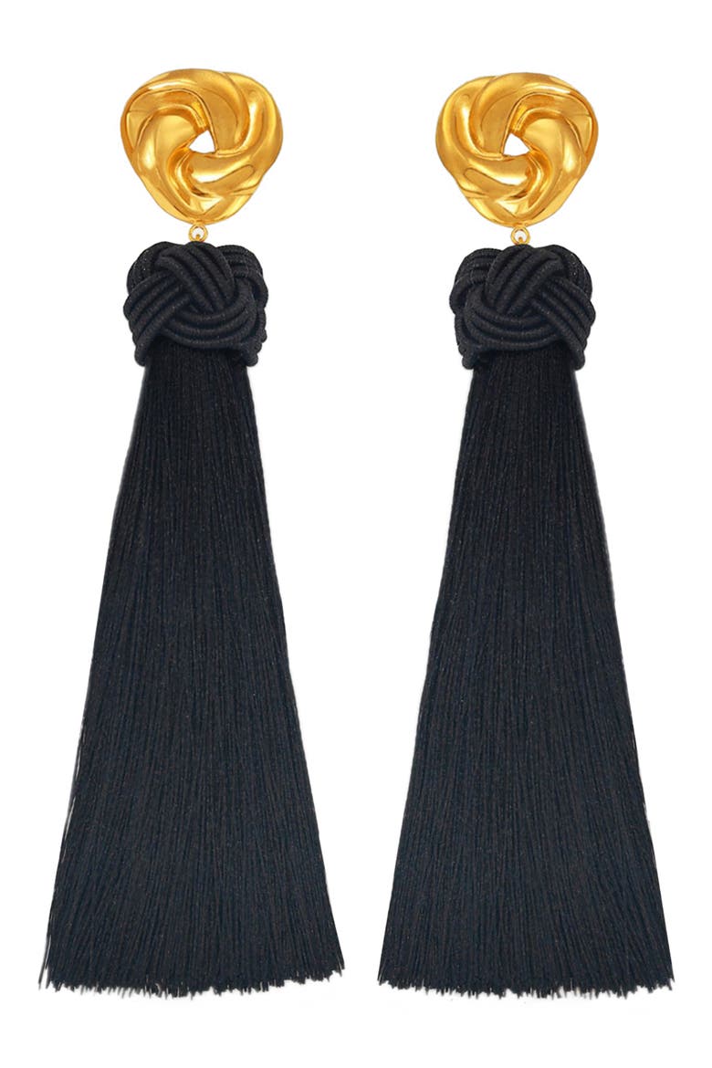 Sierra Tassel Drop Earrings, Main, color, GOLD/ BLACK
