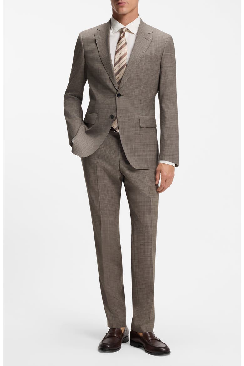 Huge Stretch Virgin Wool Suit, Main, color, DARK BEIGE