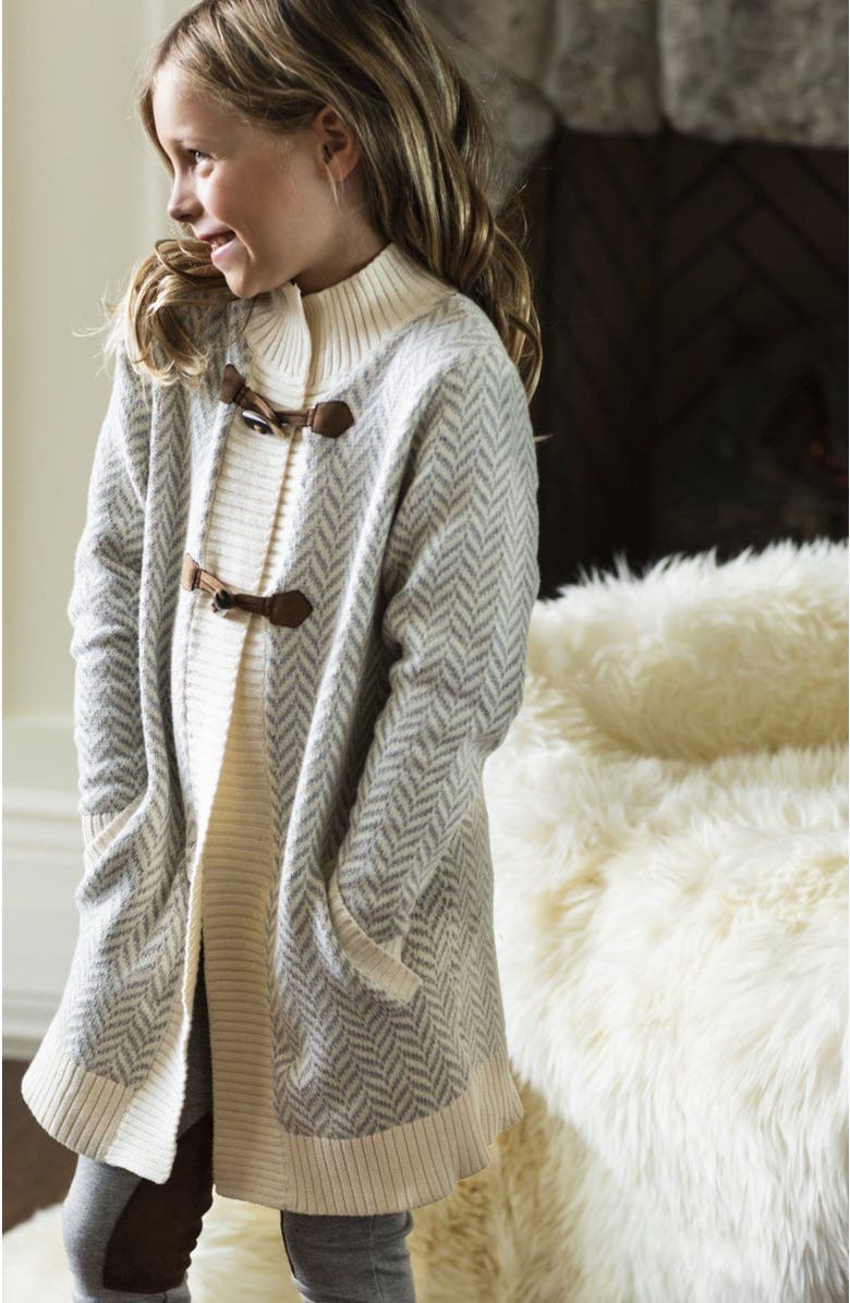 Hope & Henry Baby Girls' Toggle Sweater Cardigan, Infant, Alternate, color, Gray Herringbone