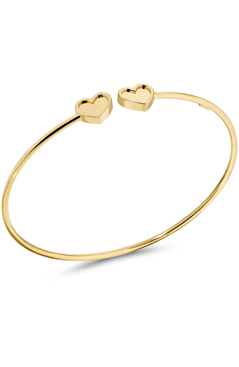 DEVATA Double Sweet Heart Bangle Bracelet in 14K Gold, Alternate, color, Yellow Gold