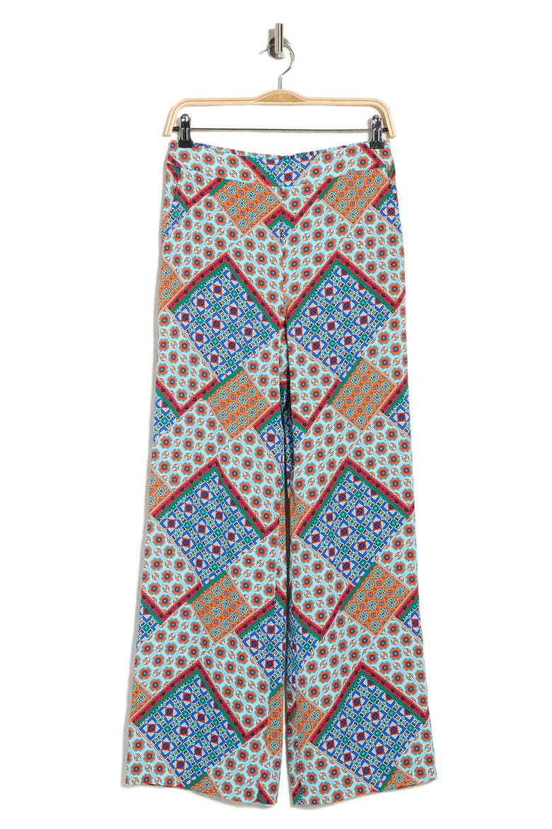 Andrea Printed Wide Leg Silk Blend Pants, Alternate, color, TROPEZ TILE