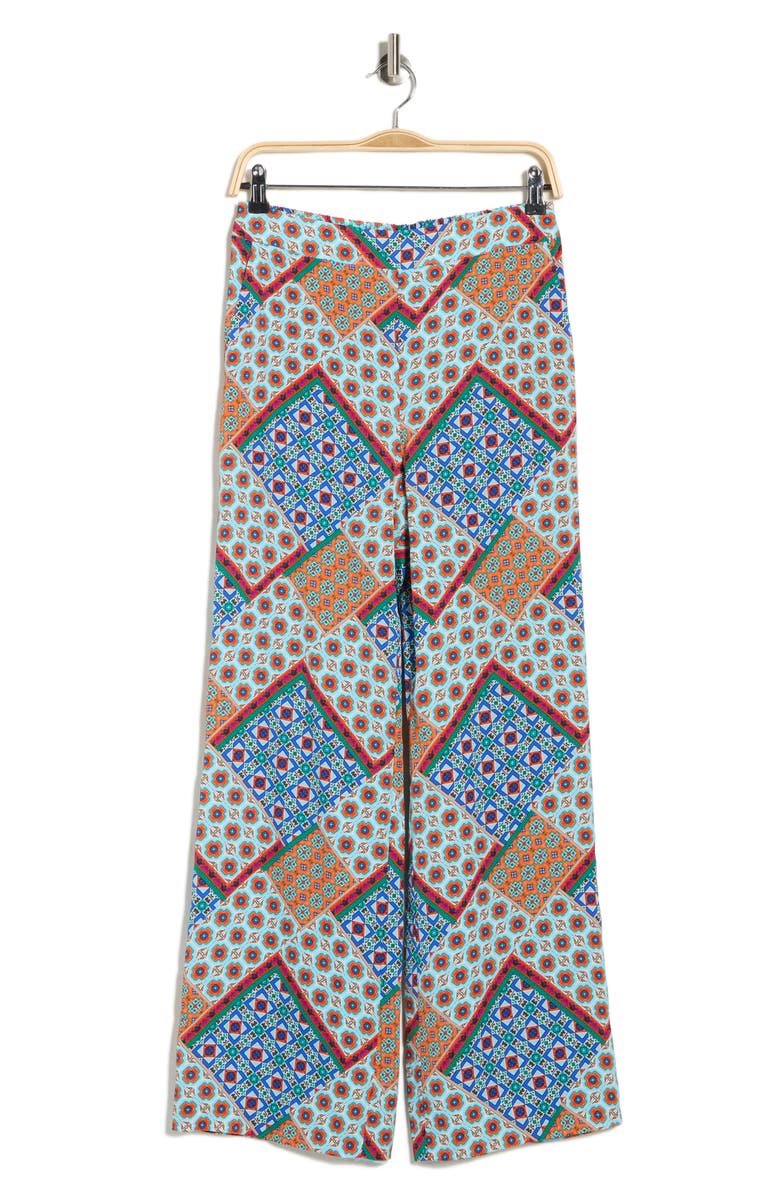 Elie Tahari Andrea Printed Wide Leg Silk Blend Pants, Alternate, color, Tropez Tile