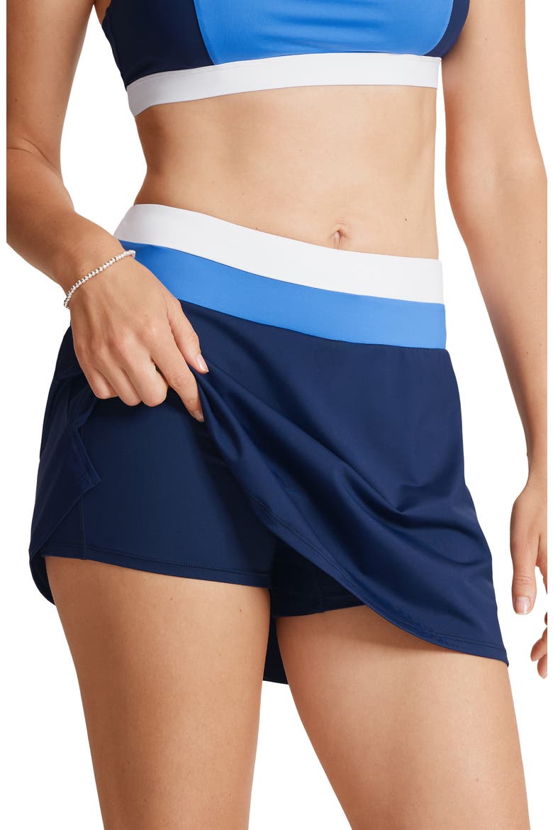 Sanibelle Colorblock Swim Skort, Alternate, color, MARE NAVY