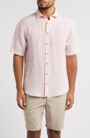 johnnie-O Gianna Hangin' Out Short Sleeve Linen & Lyocell Button-Up Shirt