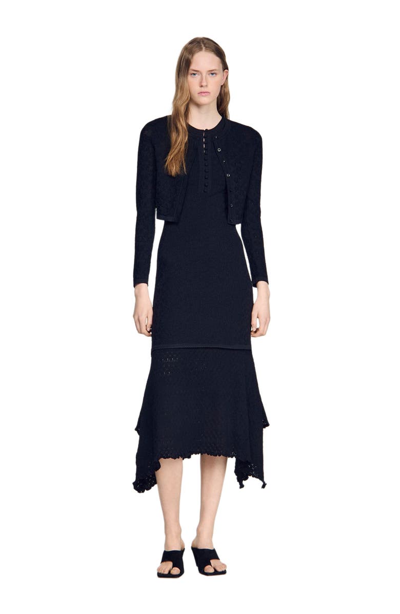 SANDRO Fancy pointelle dress, Alternate, color, Black
