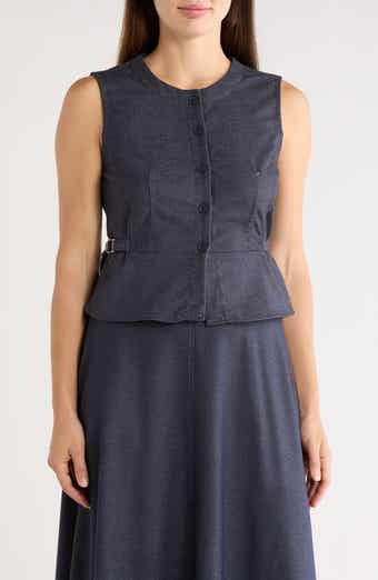 MAX STUDIO Topstitched Button Front Sleeveless Top