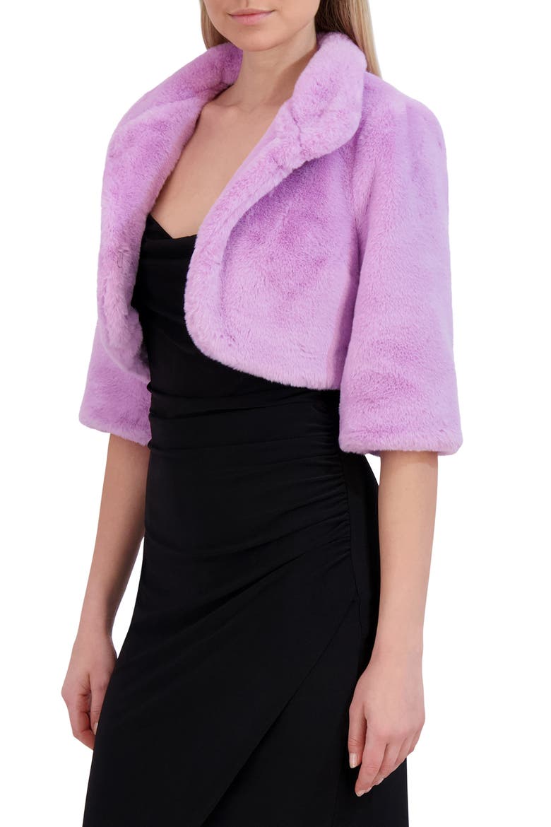 Mock Neck Faux Fur Shrug, Alternate, color, LAVENDER