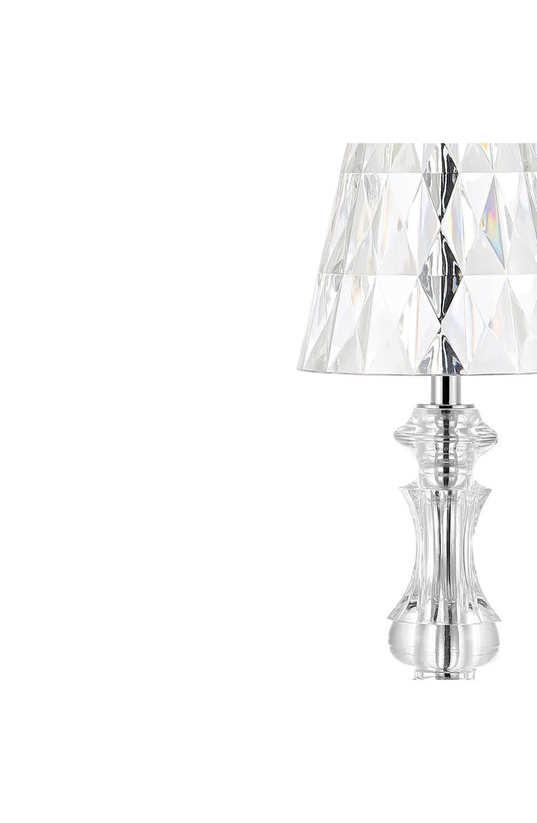 JONATHAN Y Lillian Bohemian Classic Acrylic Rechargeable Integrated Portable LED Table Lamp, Alternate, color, Clear/Chrome