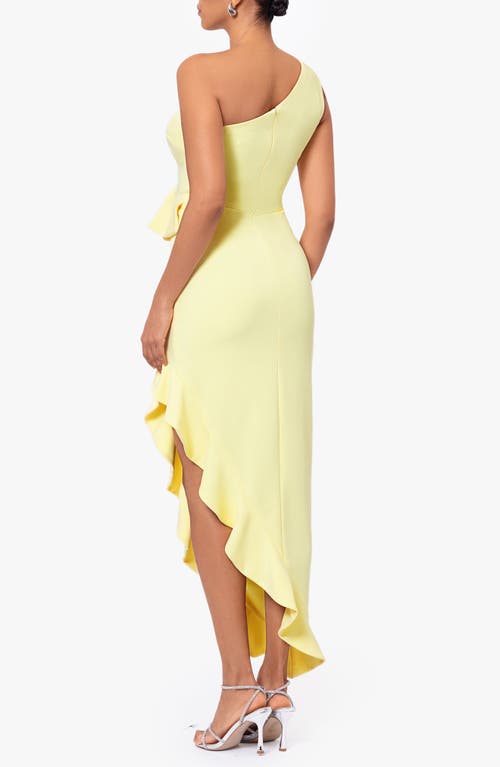 Betsy & Adam Ruffle One-shoulder Cocktail Dress In Lemon