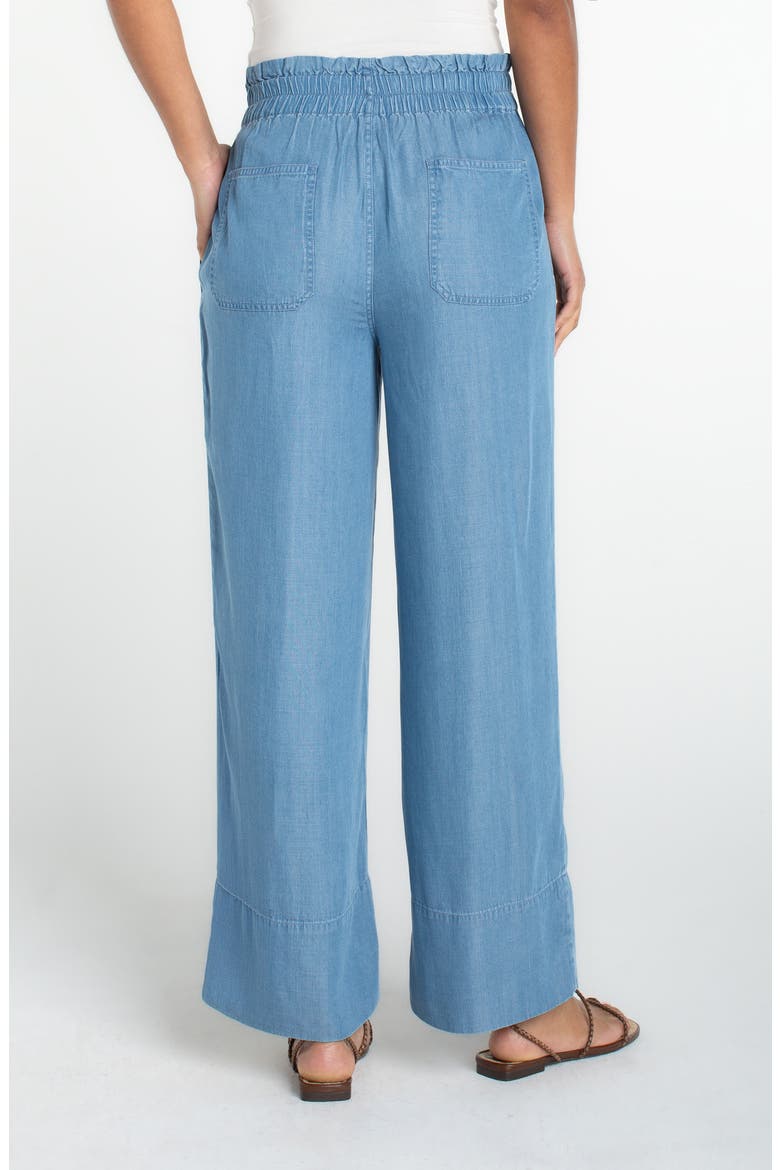 Cinch Waist Wide Leg Denim Pants, Alternate, color, SUNLIT BLUE