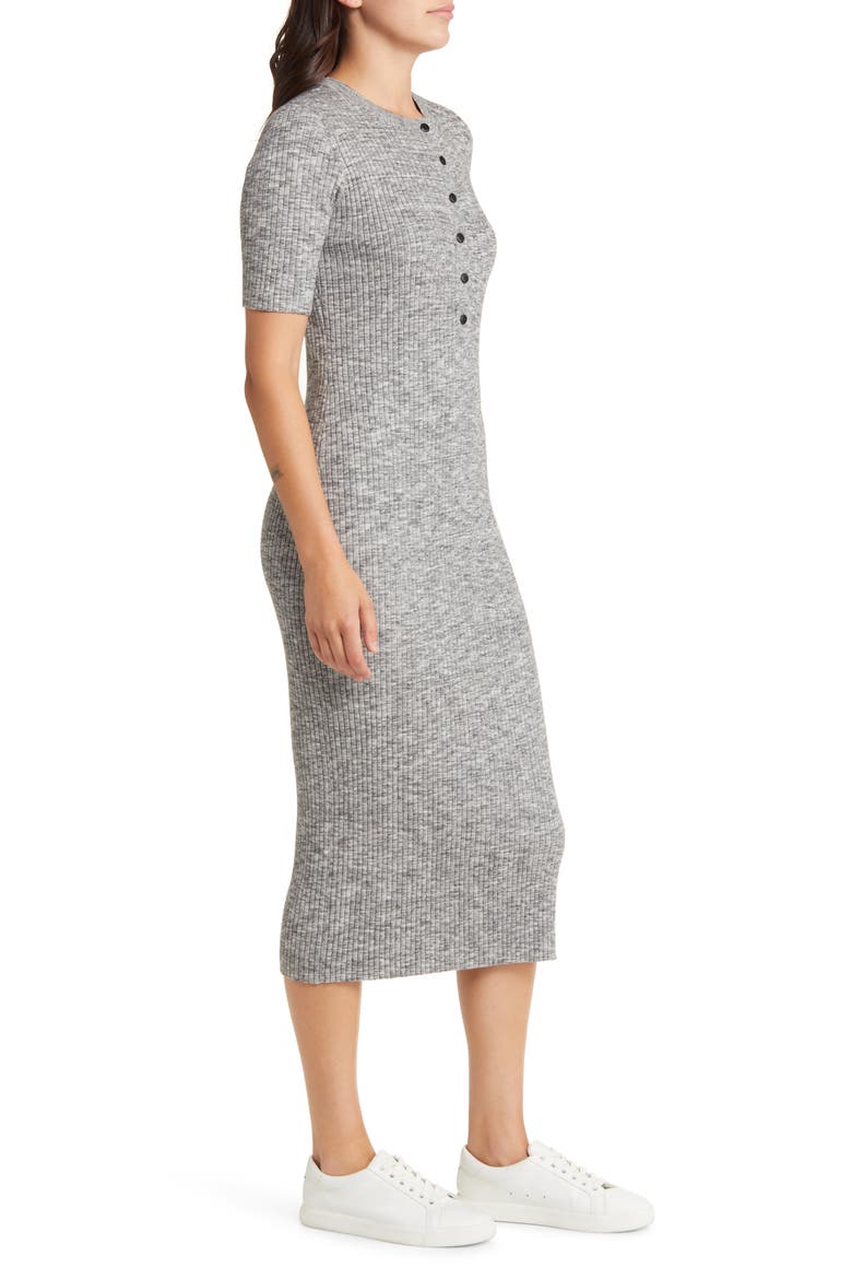 Rib Henley Midi Dress, Alternate, color, GREY SPACE DYE