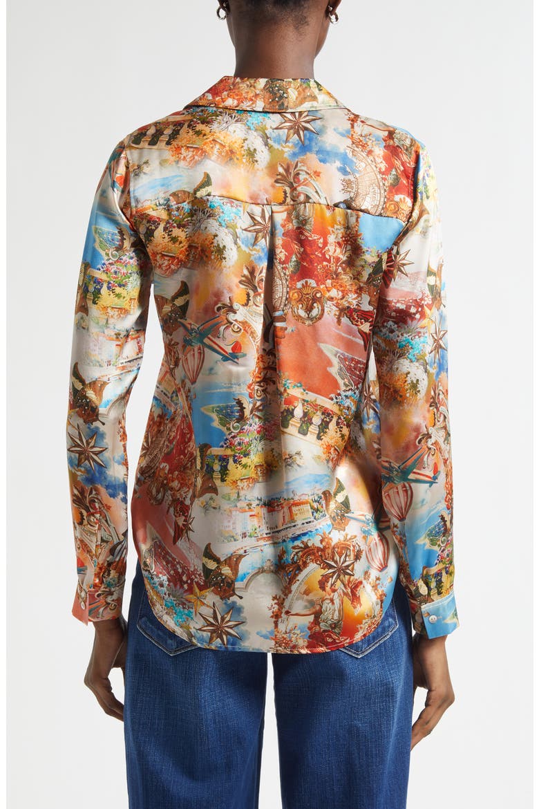 Tyler Collage Print Silk Button-Up Shirt, Alternate, color, IVORY MULTI COLLAGE