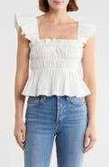 Elodie Shirred Peplum Top