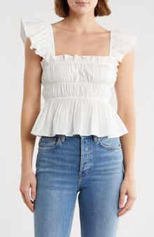 Elodie Shirred Peplum Top