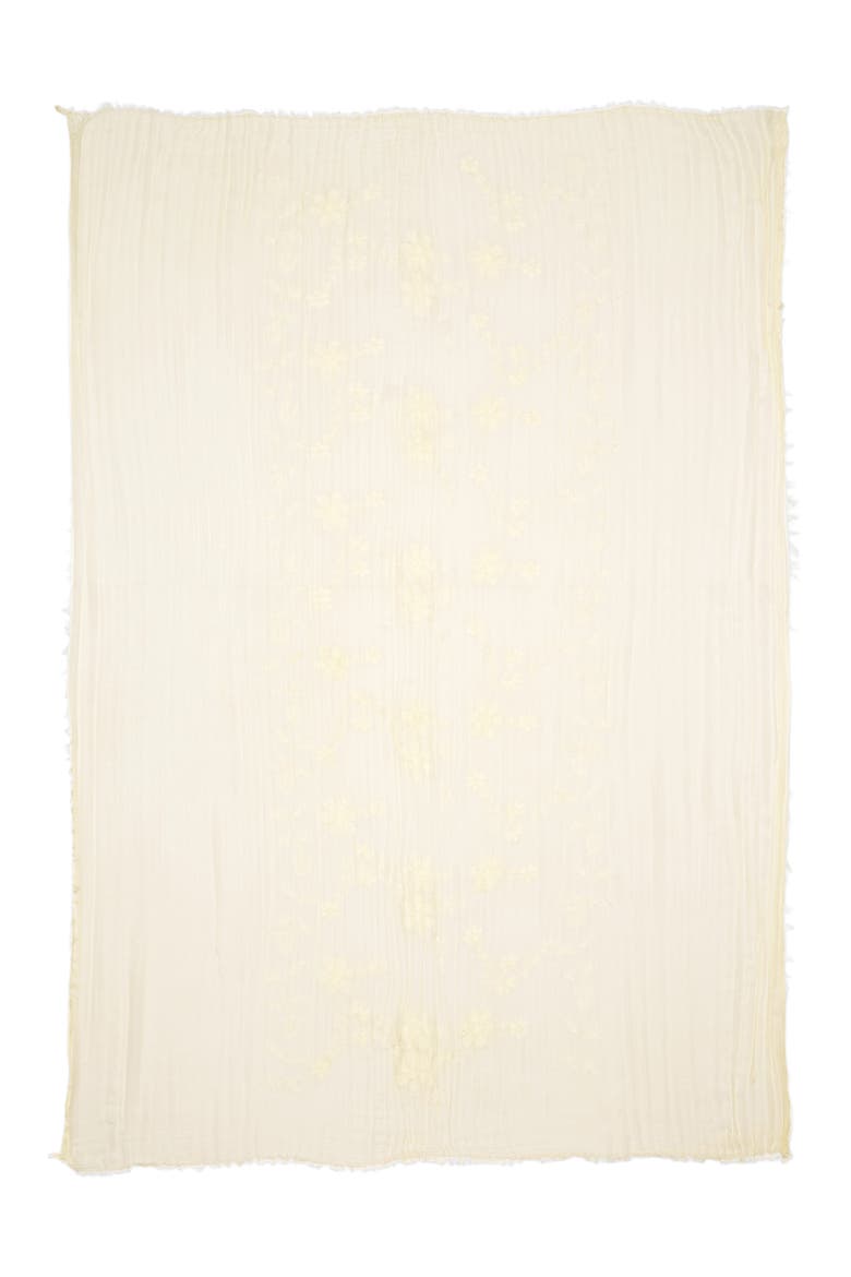 Floral Embroidered Gauze Fringe Scarf, Alternate, color, IVORY EGRET