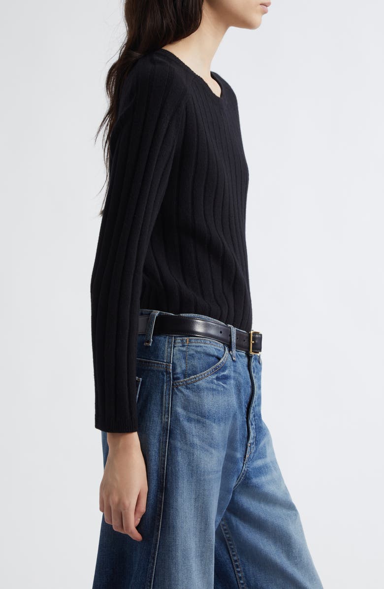 Nili Lotan Alise Rib Cashmere Sweater, Alternate, color, Black