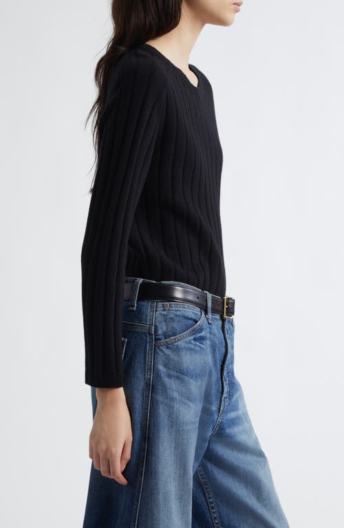 Nili Lotan Alise Ribbed Merino Wool And Cashmere-blend Sweater In Black