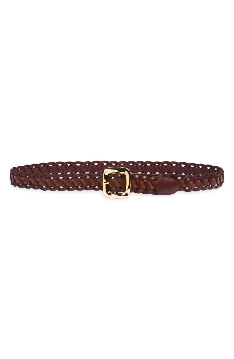 Zimmermann Malley Braided Leather Belt, Main, color, Chestnut