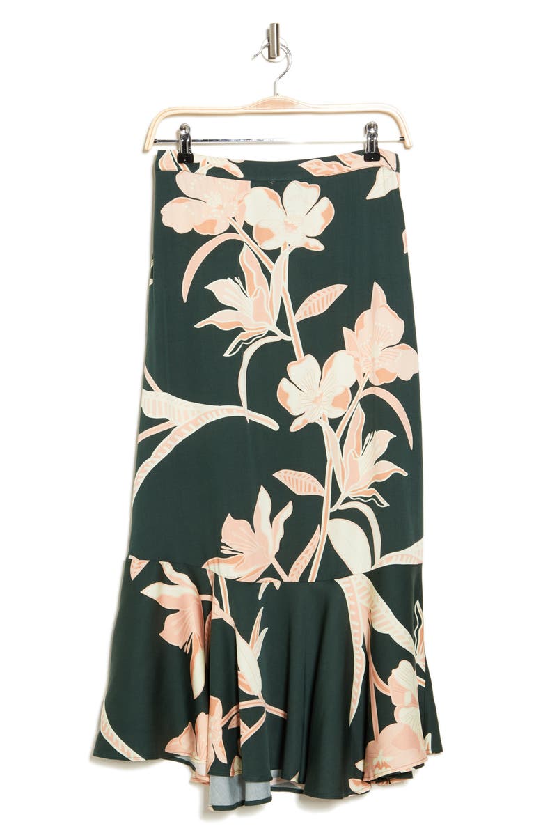 T Tahari Floral Print Flounce Skirt, Alternate, color, 