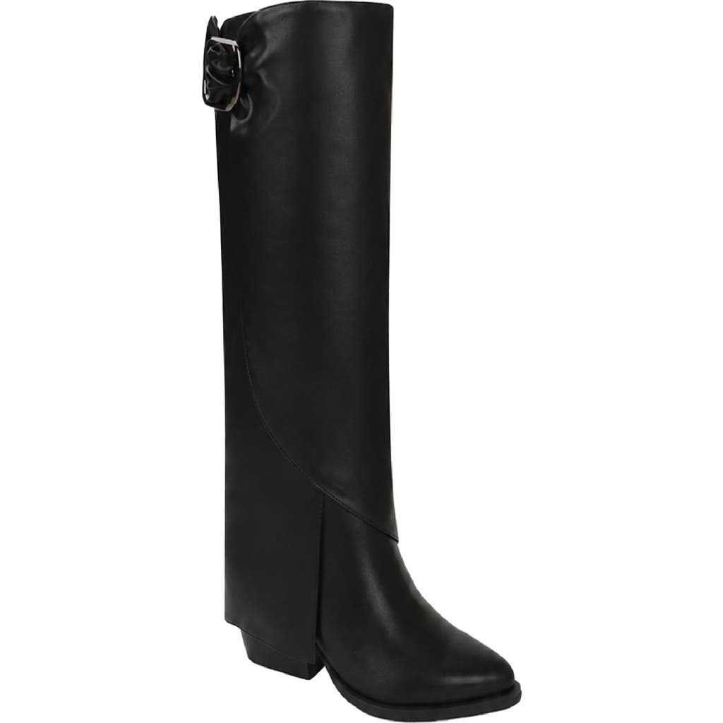 Seven7 Gabriel Foldover Tall Faux Leather Boot In Black