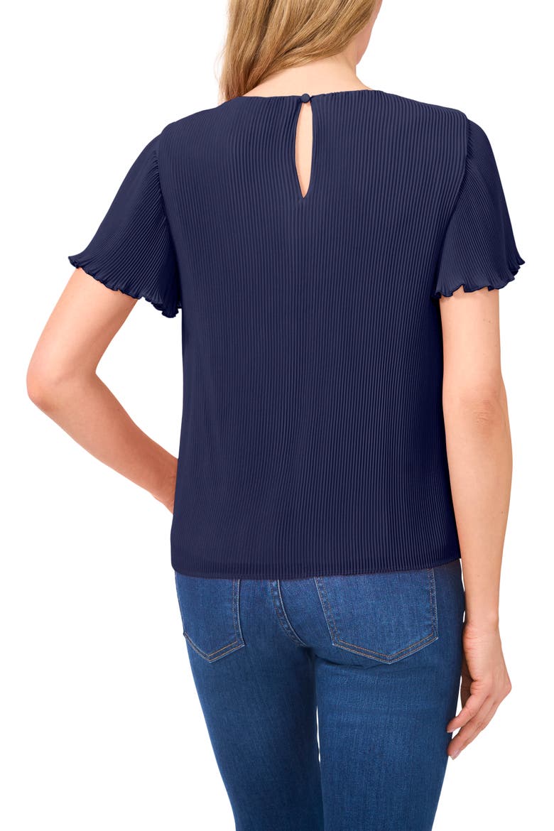 Flutter Sleeve Plissé Top, Alternate, color, CLASSIC NAVY