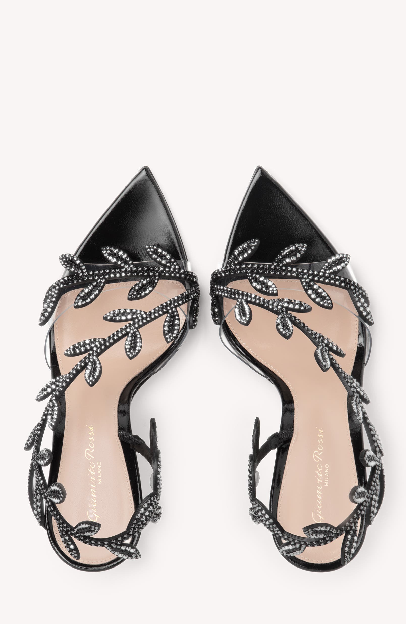 Crystal Flavia Sandal, Alternate, color, Black Leather