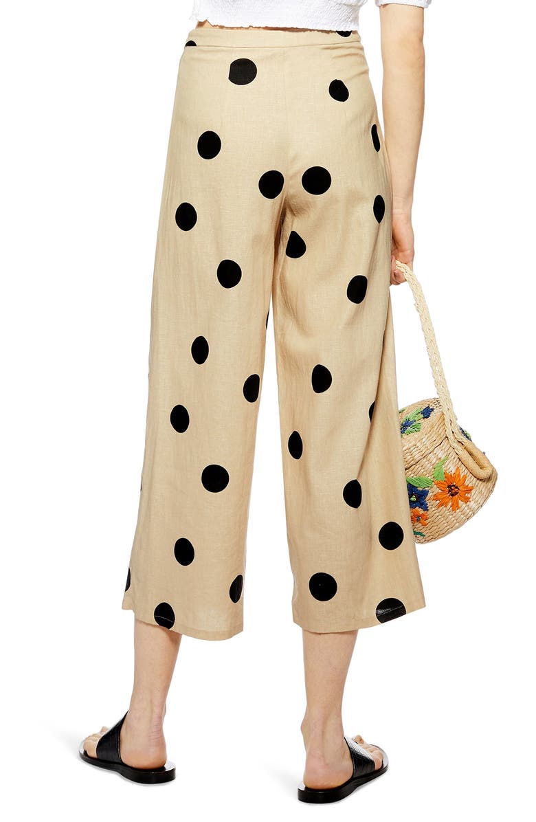 Topshop Lulu Spot Cropped Wide Leg Pants, Alternate, color, 