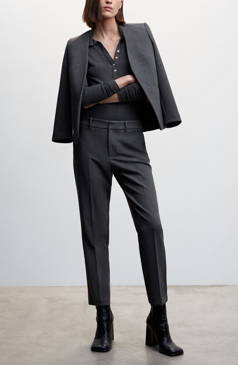 MANGO Crop Straight Leg Suit Pants, Alternate, color,