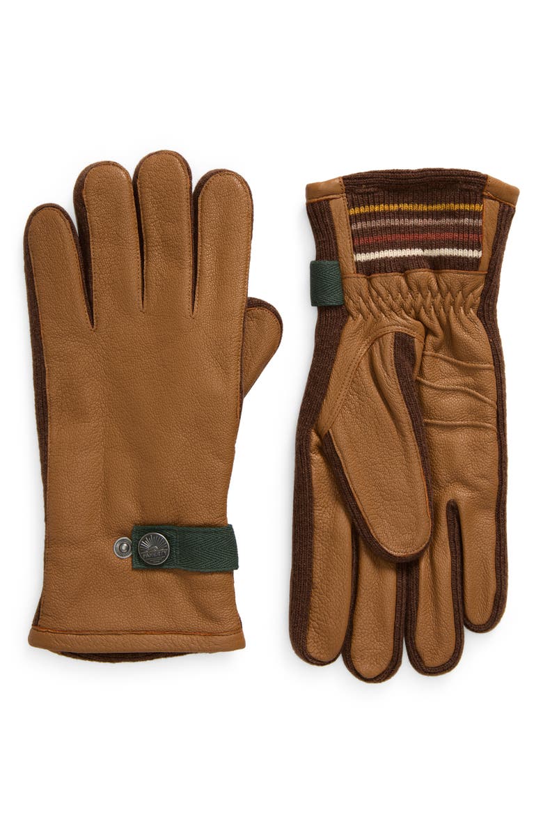 Faherty Knit Panel Leather Gloves, Main, color, 