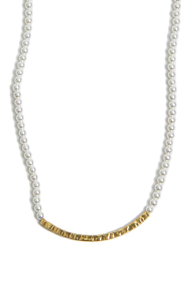 Argento Vivo Sterling Silver Freshwater Pearl Bar Necklace, Alternate, color, Gold