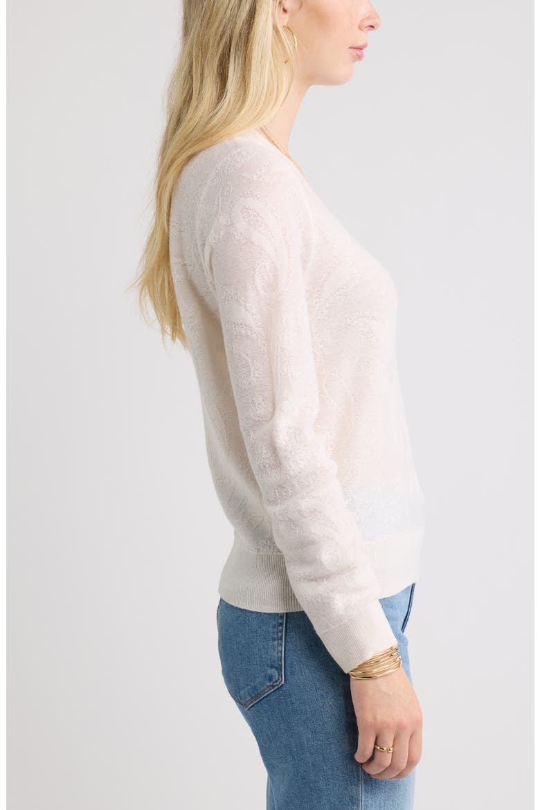 Jacquard Cashmere Blend Crewneck Sweater, Alternate, color, IVORY DOVE