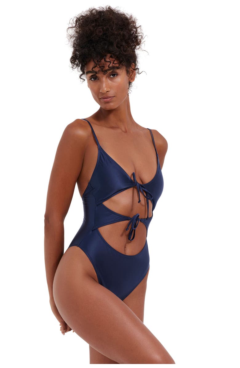 Flirtt Gottex Satin Touch Triangle Cut Out One Piece, Alternate, color, 