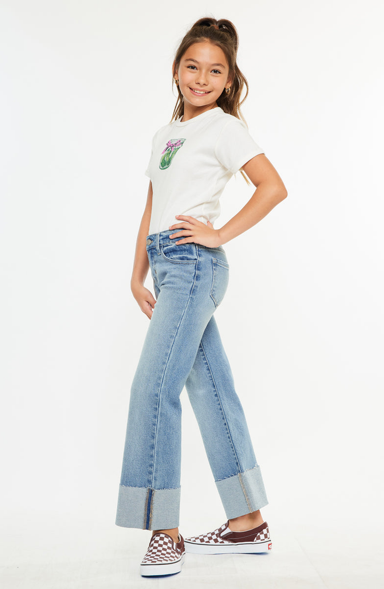 KanCan Emma Mid Rise Kids Wide Flare Leg Jeans, Alternate, color, Medium Wash