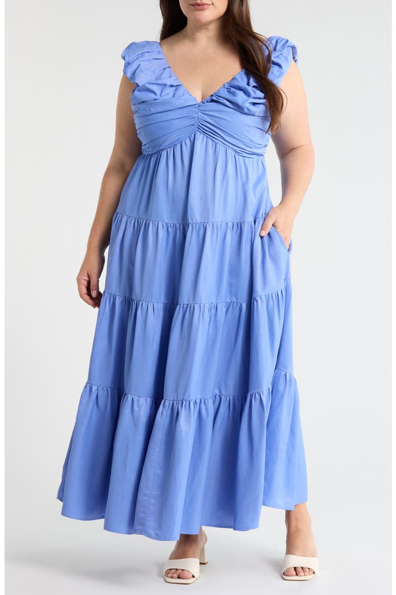 Ruffle Maxi Dress, Main, color, BLUE PERSIA