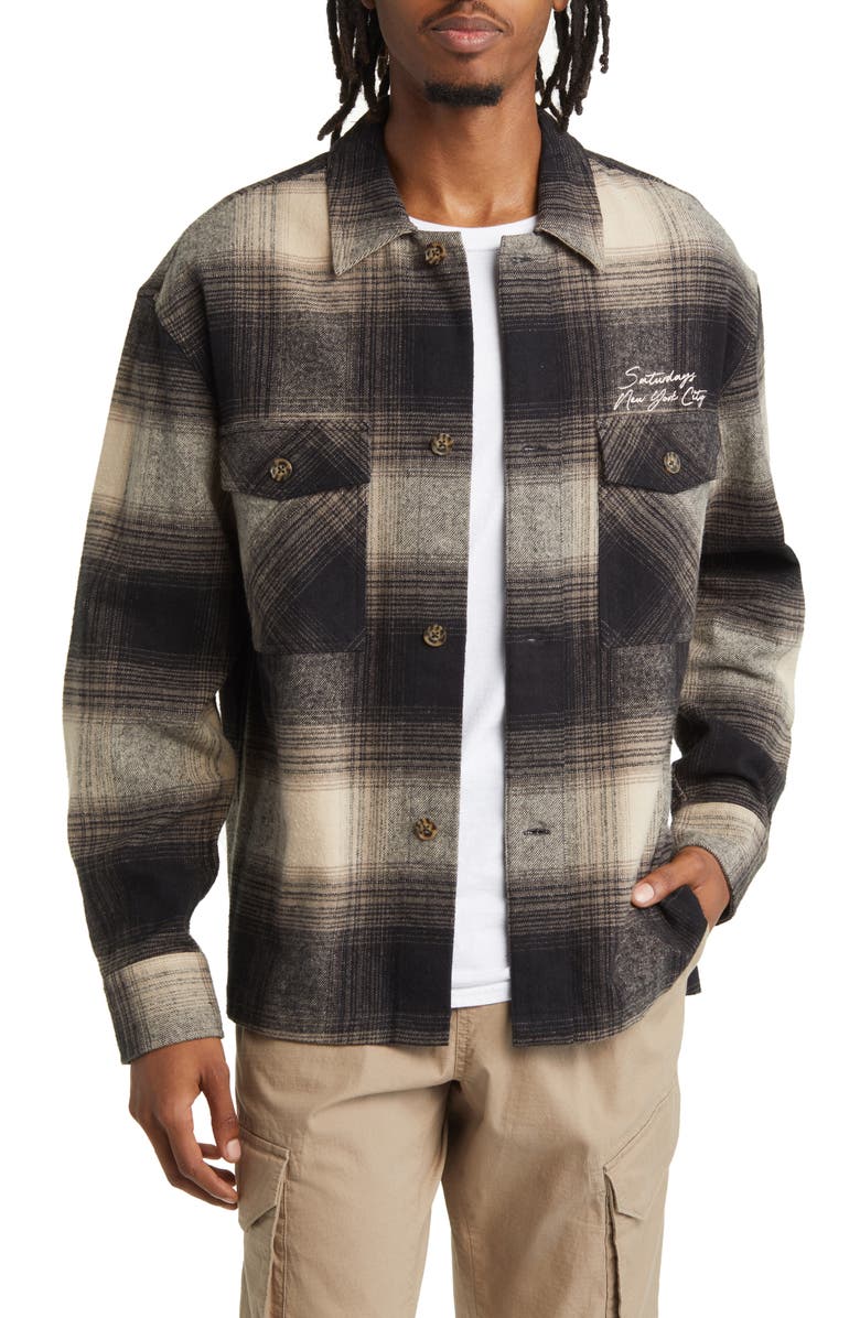 Saturdays NYC Driessen Stretch Flannel Overshirt, Main, color, 