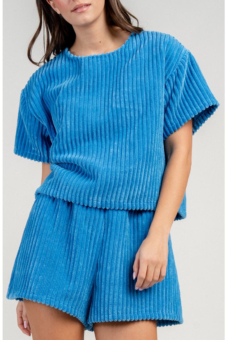 Boxy Oversized Corduroy T-shirt, Main, color, BLUE