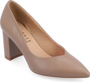 Journee Collection Simonne SuperNatural Shades Block Heel Pointed Toe Pump - Wide Width
