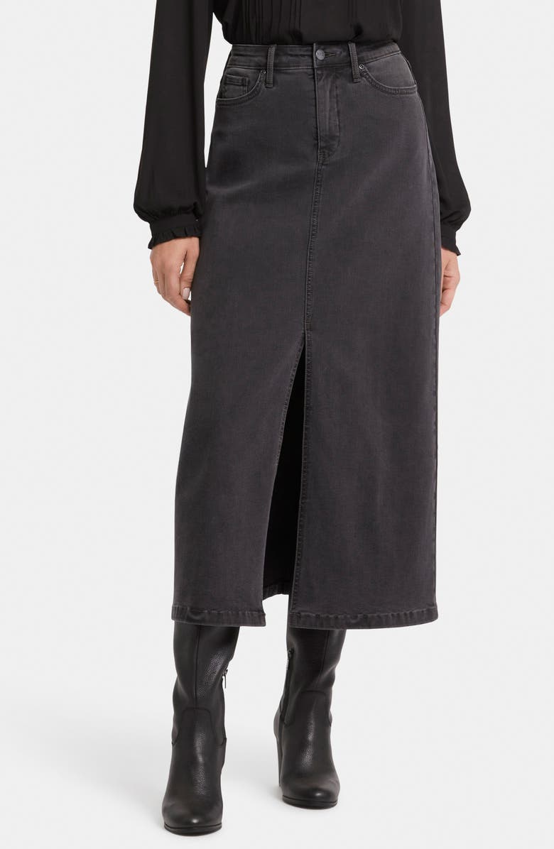 NYDJ High Waist Slit Front Denim Maxi Skirt, Main, color,