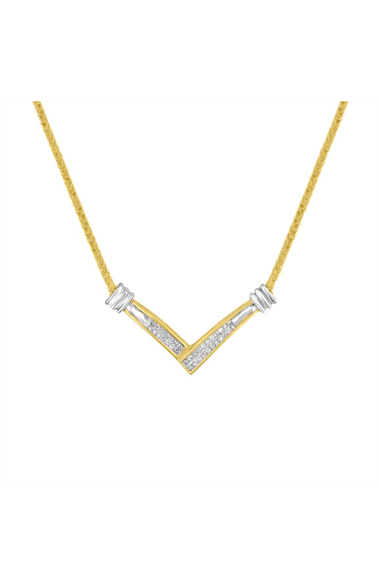 Haus of Brilliance 14K Yellow and White Gold 1/4 Cttw Diamond "V" Shape 18" Pendant Necklace, Main, color, Yellow