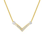 Haus of Brilliance 14K Yellow and White Gold 1/4 Cttw Diamond "V" Shape 18" Pendant Necklace