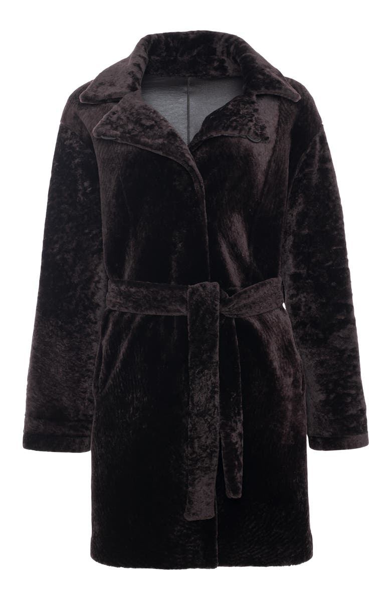 GORSKI Reversible Textured Genuine Shearling Stroller, Belt, Alternate, color, Brown/Brown