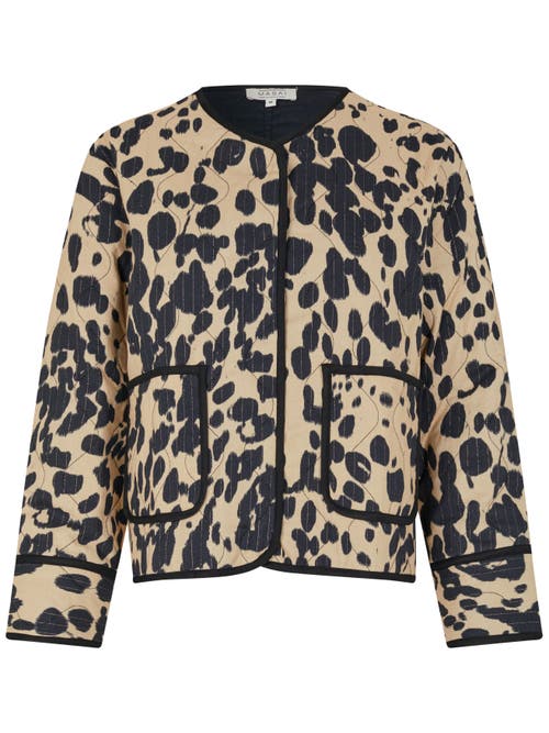 Masai Copenhagen Javira Long Sleeve Animal Print Jacket In Brown
