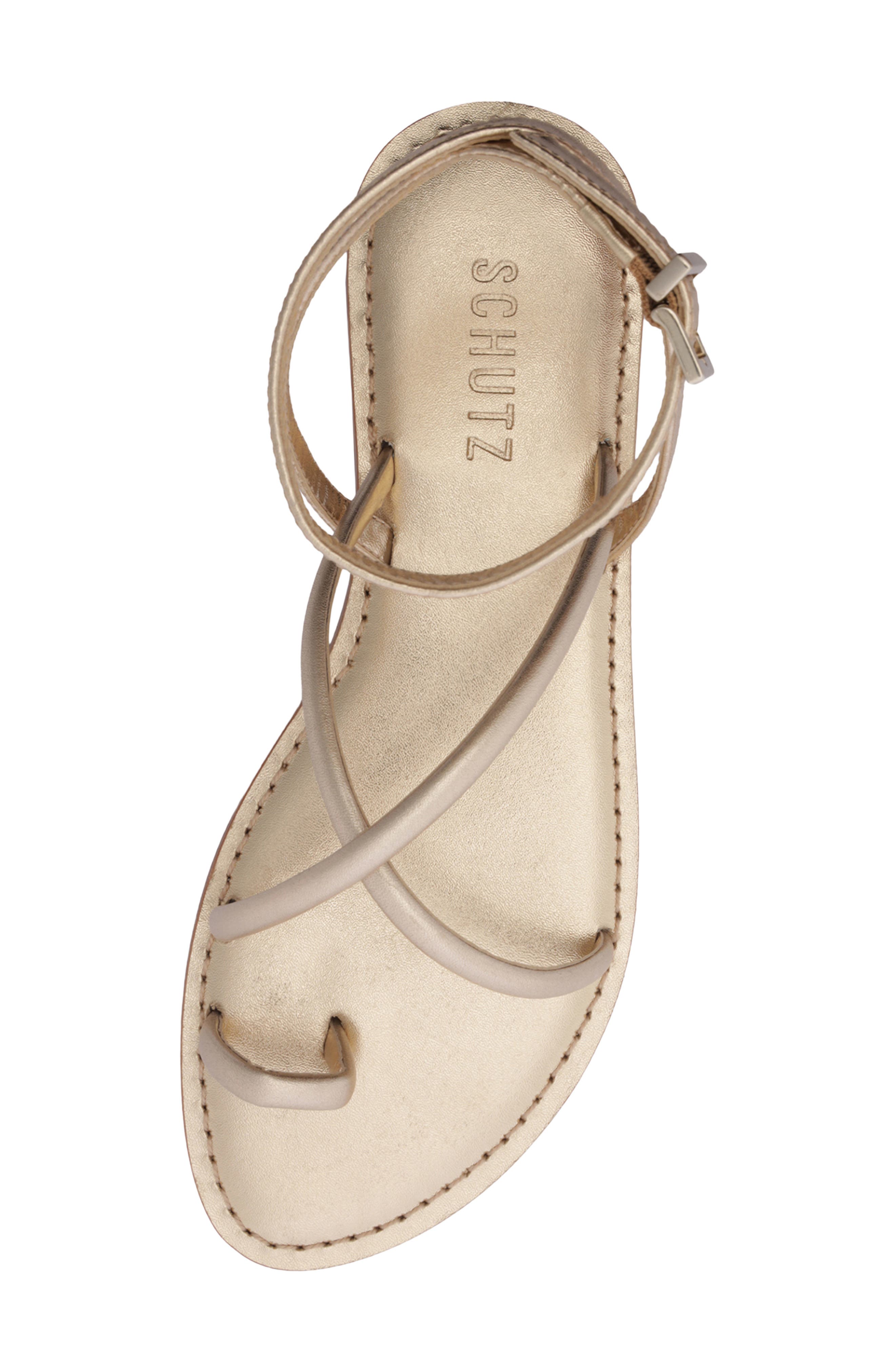 Valeria Toe Loop Ankle Strap Sandal, Alternate, color, PRATA/ PLATINA